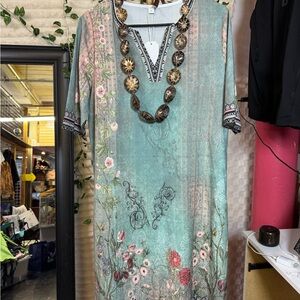 Floral V-Neck Soft Sage Green Women's Tunic Top